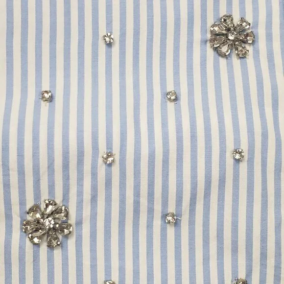 J.Crew Collection Garçon Embellished Shirt in Blue Pinstripe Women's - Pick Size - Picture 14 of 16